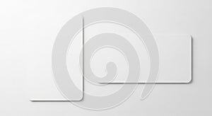 Two white rectangular cards on a light gray background. The left card is oriented