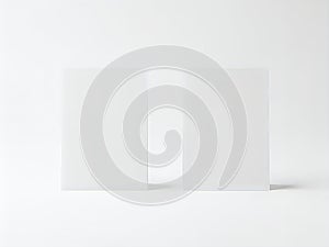 Two white rectangular objects standing side by side on a plain white background