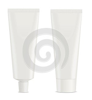 Two white toothpaste tube. Vector