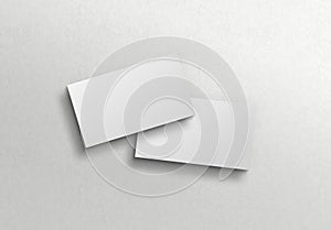 Two white US business card Mockup. American size calling card front and back on white 3D rendering