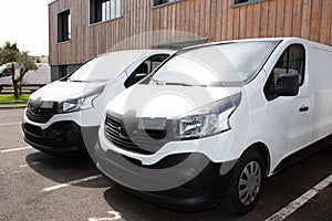 Two white van front of warehouse reday for delivery parcel