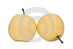 Two whole of chinese pear isolated on white