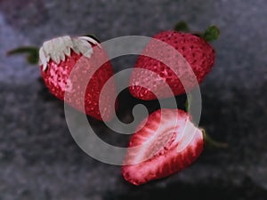 Fresh strawberries in close-up