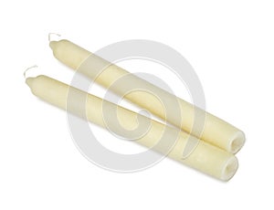 Two whole stearine candle