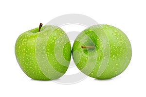 Two whole whole green apple or granny smith apple