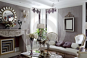 Two window in exquisite luxury living room