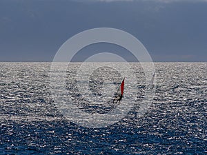 Two Windsurfers Blue Water Cresting Waves