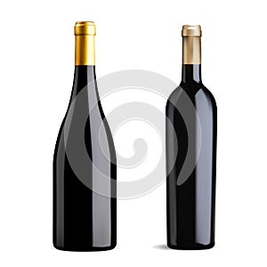 Two wine bottle design. Black glass red pinot noir