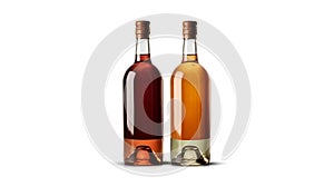 Two wine bottle. Templatefor advertising company promotion your of product on white background with copy space. AI Generated