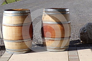Two Wine Casks Sitting In The Sun