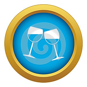 Two wine glasses icon blue vector isolated