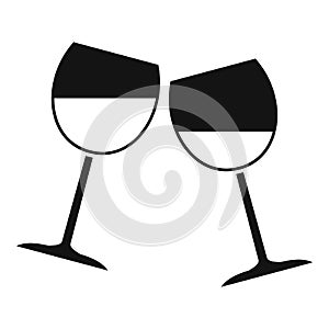 Two wine glasses icon, simple style