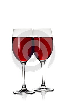 Two Wine Glasses with Red Wine