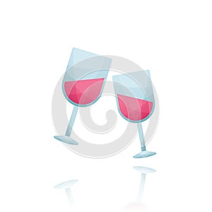 two wine glasses. Vector illustration decorative design