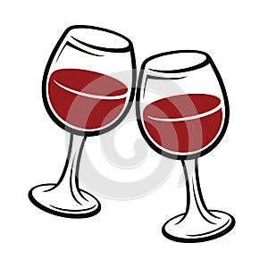 Two wineglass icon, logo, sign, emblem - vector