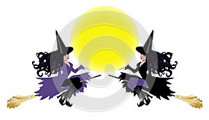 Two witches with moon insert photo