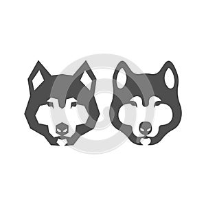 TWO WOLF HEAD ICON LOGO VECTOR