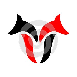 two wolf heads logo icon