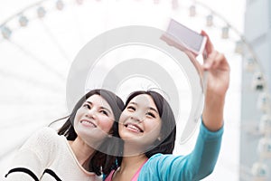 Two woman selfie in hongkong