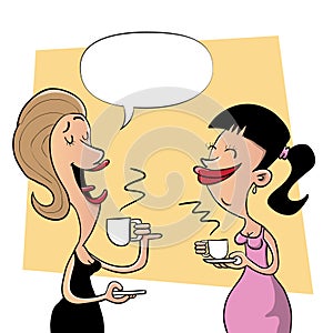 Two woman talking over coffee
