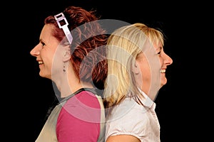 Two women back to back