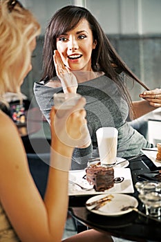 Two women chatting