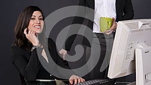 Two Women Coffee Break at the Business Office