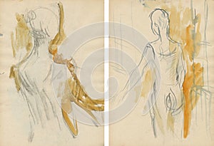 Two women-dancers, drawing