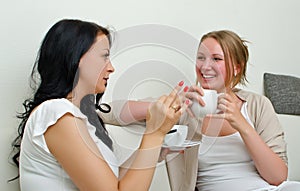 Two women friends chatting