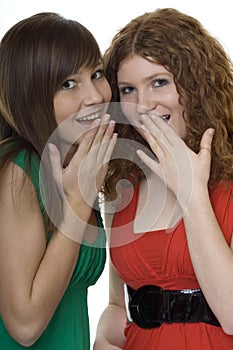 Two women with gestures astonishment photo