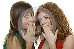 Two women with gestures astonishment photo