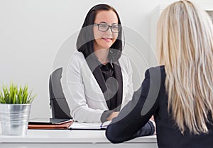 Two women meeting in the office