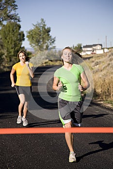 Two women racing