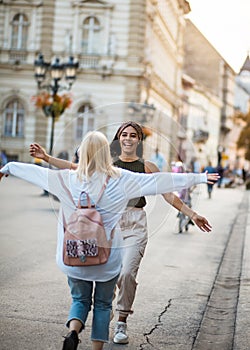 Two women on the street.