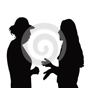 Two women talking heads silhouette vector