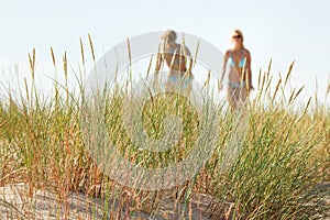 Two women tanning