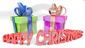 Gift boxes - Happy Christmas - 3D rendering