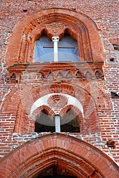 Two wonderful mullioned windows in the castle of Vigevano near Pavia in Lombardy (Italy)