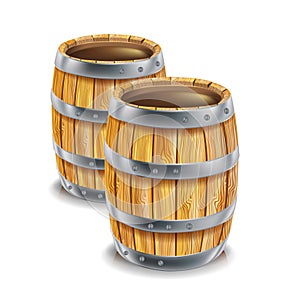 Two wooden barrels