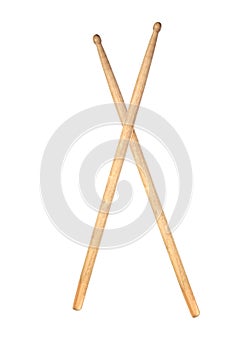 Two wooden drumsticks isolated on white