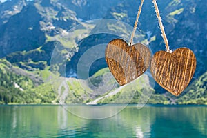 Two wooden heart