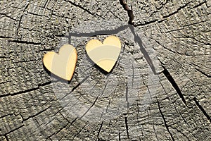 Two wooden hearts