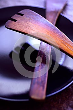 Two wooden spatulas photo