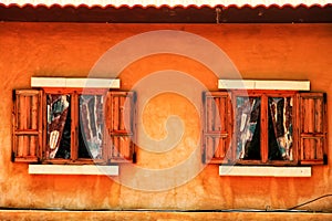 Two wooden windows.