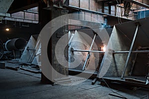Two workers doing a industrial welding