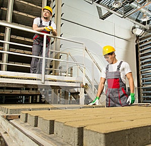 Two workers on a factory