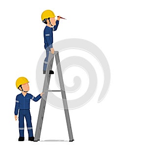Two workers is working at high
