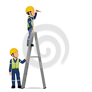 Two workers is working at high