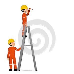 Two workers is working at high