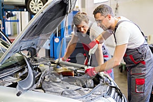 Two workers in a workshop